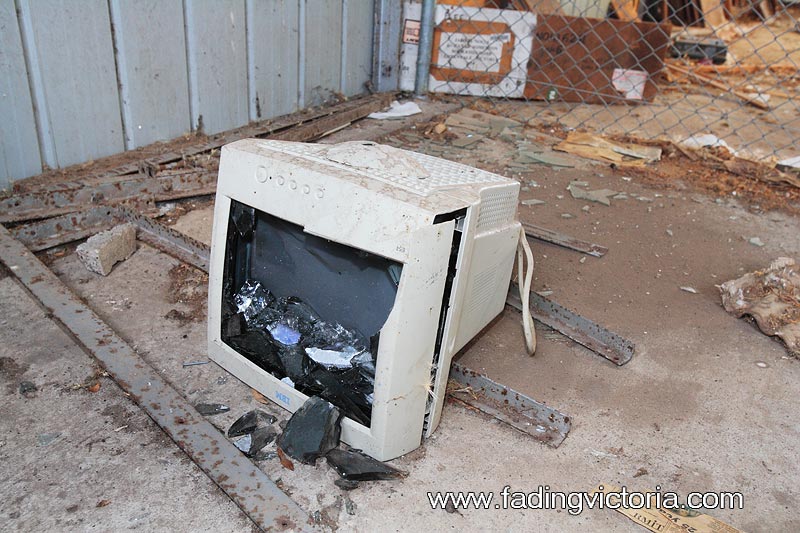 Smashed up IBM computer monitor.