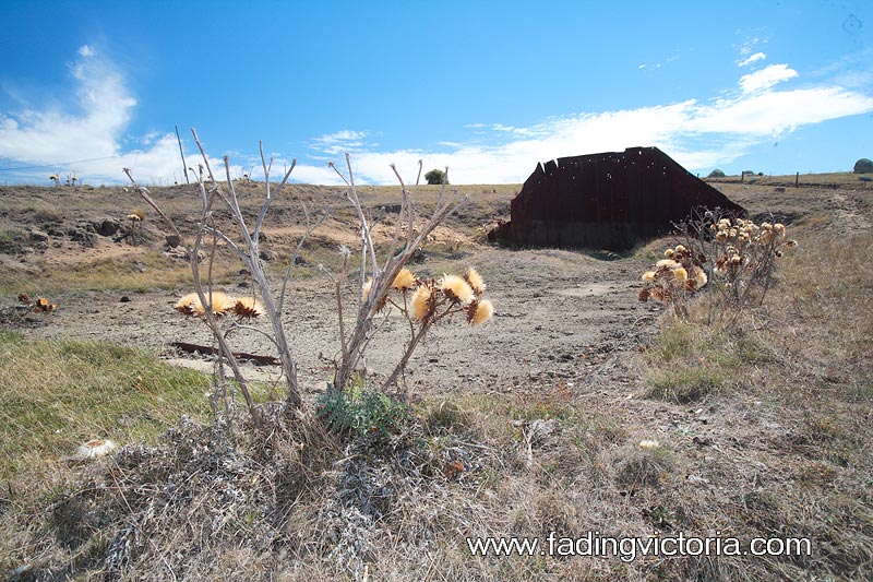 Another view of the storage hut ruin.