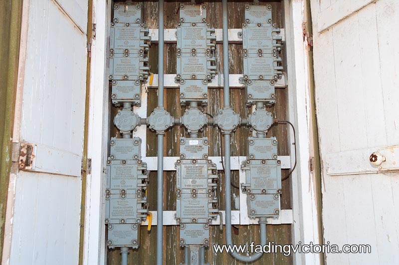 Close up of ye-olde electrical board.