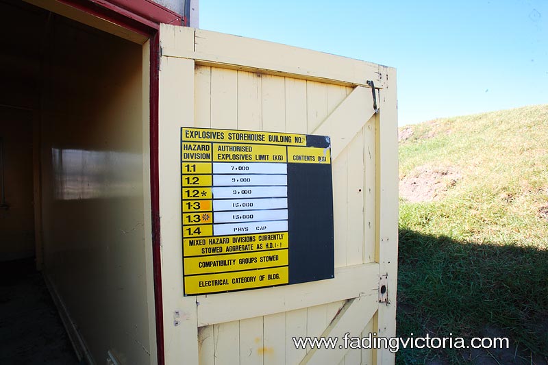Information board showing storage limits. Explosive type 1.1 is most dangerous in the event of a fire.